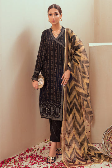 Unstitched 3 Piece Jacquard Shirt, Printed Dupatta & Cotton Dyed Trouser - Diners