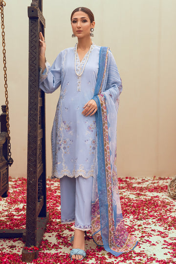 Unstitched 3 Pieces Emb Self Jacquard Shirt, Digital Silk Printed Dupatta & Cotton Dyed Trouser - Diners