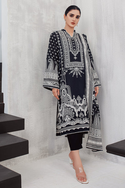 Unstitched 3 Piece Cambric Printed Shirt , Cambric Printed Dupatta & Cambric Dyed Trouser - Diners