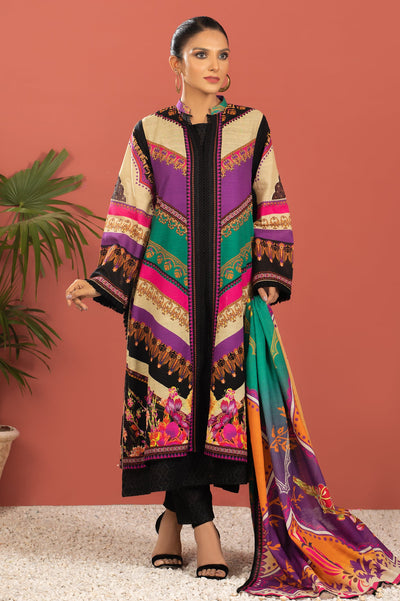 Unstitched 3 Pieces Printed Cotton Khaddar Shirt, Cotton Khaddar Dupatta & Cotton Khaddar Trouser - Diners