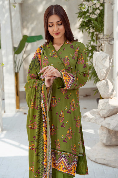 Unstitched 3 Pcs Printed Viscose Shirt, Printed Viscose Dupatta, Dyed Viscose Trouser - Diners