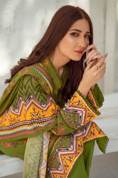 Unstitched 3 Pcs Printed Viscose Shirt, Printed Viscose Dupatta, Dyed Viscose Trouser - Diners