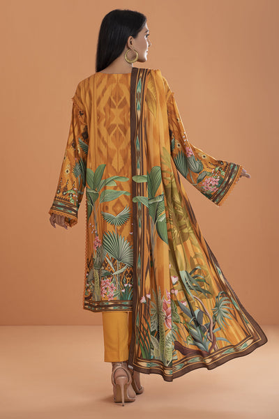 Unstitched 3 Pcs Printed Viscose Shirt, Printed Viscose Dupatta, Dyed Viscose Trouser - Diners