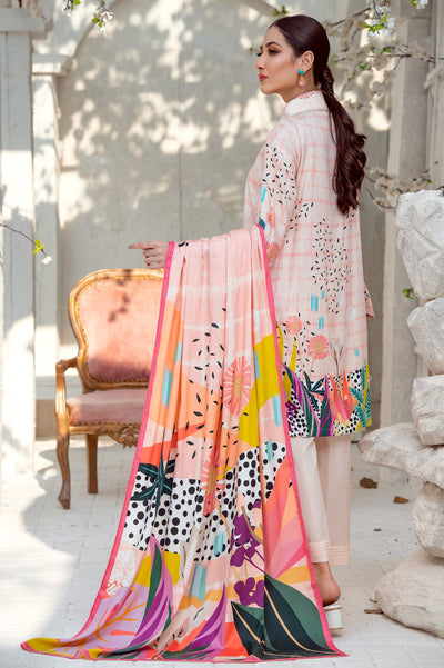 Unstitched 3 Pcs Printed Viscose Shirt, Printed Viscose Dupatta, Dyed Viscose Trouser - Diners