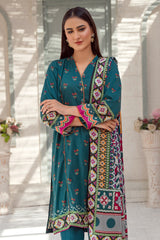 Unstitched 3 Pcs Printed Viscose Shirt, Printed Viscose Dupatta, Dyed Viscose Trouser - Diners