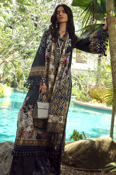 Unstitched 3 Pcs Emb Lawn Printed Shirt, Printed Dupatta, Dyed Trouser - Diners