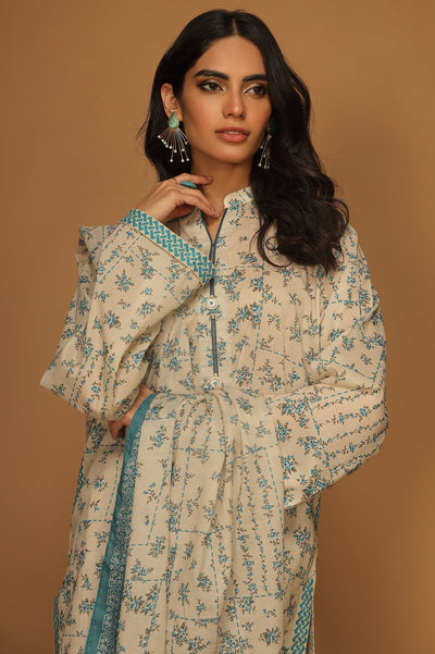 Unstitched 3 Pcs Lawn Printed Shirt, Printed Dupatta, Dyed Trouser - Diners