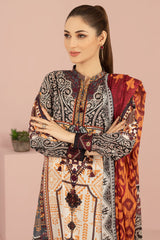 Unstitched 3 Pcs Digital Printed Lawn Shirt, Printed Dupatta, Dyed Trouser - Diners