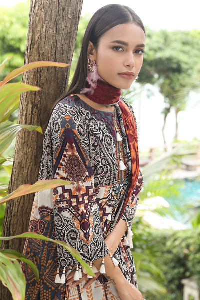 Unstitched 3 Pcs Digital Printed Lawn Shirt, Printed Dupatta, Dyed Trouser - Diners