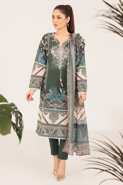 Unstitched 3 Pcs Lawn Printed Shirt, Printed Dupatta, Dyed Trouser - Diners