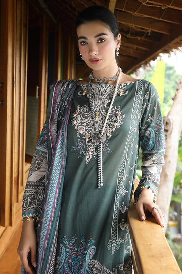 Unstitched 3 Pcs Lawn Printed Shirt, Printed Dupatta, Dyed Trouser - Diners