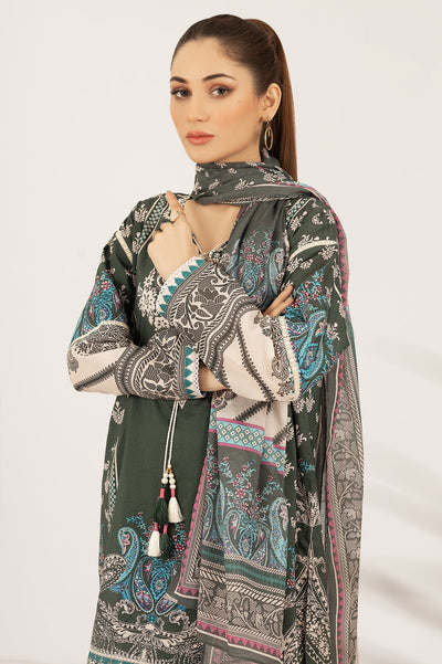 Unstitched 3 Pcs Lawn Printed Shirt, Printed Dupatta, Dyed Trouser - Diners