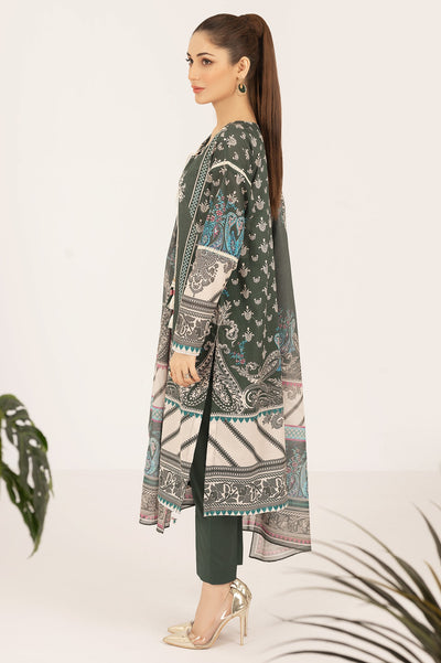 Unstitched 3 Pcs Lawn Printed Shirt, Printed Dupatta, Dyed Trouser - Diners