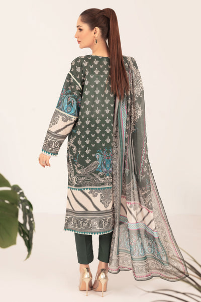 Unstitched 3 Pcs Lawn Printed Shirt, Printed Dupatta, Dyed Trouser - Diners