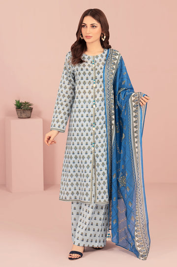 Unstitched 3 Pcs Lawn Printed Shirt, Printed Dupatta, Dyed Trouser - Diners