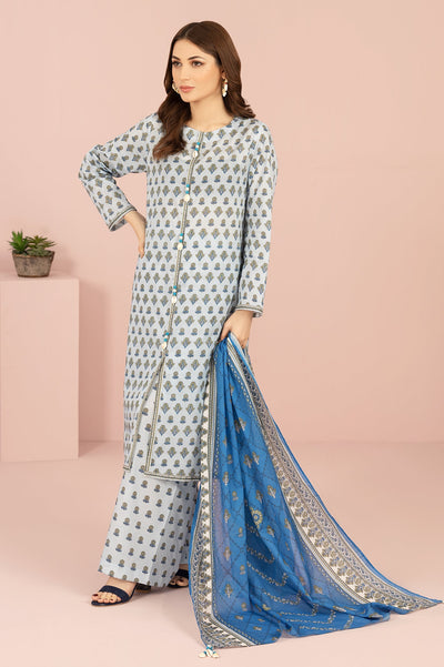 Unstitched 3 Pcs Lawn Printed Shirt, Printed Dupatta, Dyed Trouser - Diners