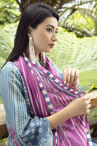 Unstitched 3 Pcs Lawn Printed Shirt, Printed Dupatta, Dyed Trouser - Diners