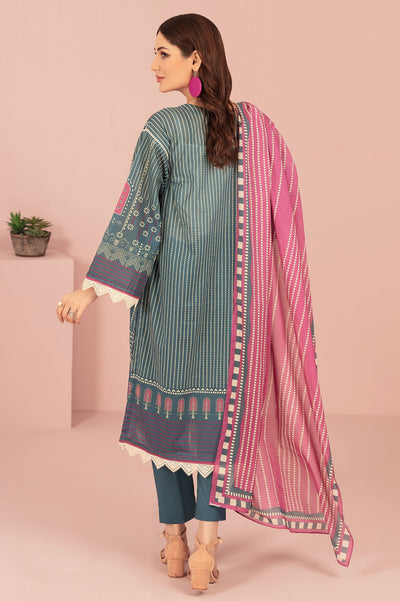 Unstitched 3 Pcs Lawn Printed Shirt, Printed Dupatta, Dyed Trouser - Diners