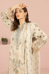 Unstitched 3 Pcs Lawn Printed Shirt, Printed Dupatta, Dyed Trouser - Diners