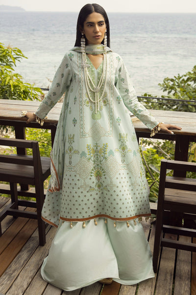 Unstitched 3 Pcs Lawn Printed Shirt, Printed Dupatta, Dyed Trouser - Diners