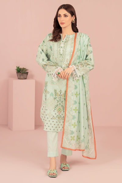 Unstitched 3 Pcs Lawn Printed Shirt, Printed Dupatta, Dyed Trouser - Diners
