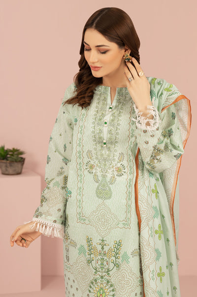 Unstitched 3 Pcs Lawn Printed Shirt, Printed Dupatta, Dyed Trouser - Diners