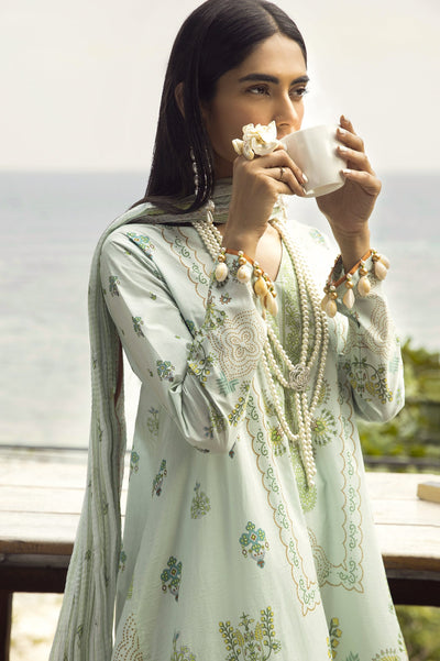 Unstitched 3 Pcs Lawn Printed Shirt, Printed Dupatta, Dyed Trouser - Diners