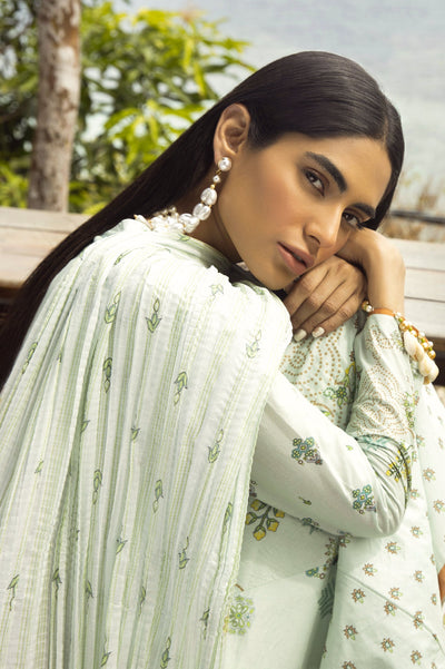 Unstitched 3 Pcs Lawn Printed Shirt, Printed Dupatta, Dyed Trouser - Diners