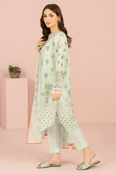 Unstitched 3 Pcs Lawn Printed Shirt, Printed Dupatta, Dyed Trouser - Diners