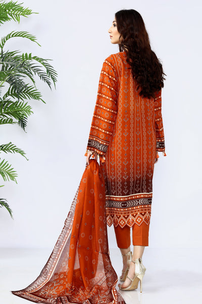 Unstitched 3 Piece Digital Printed Lawn Shirt, Printed Dupatta, Dyed Trouser - Diners