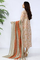 Unstitched 3 Piece Lawn Printed Shirt, Printed Dupatta, Printed Trouser - Diners