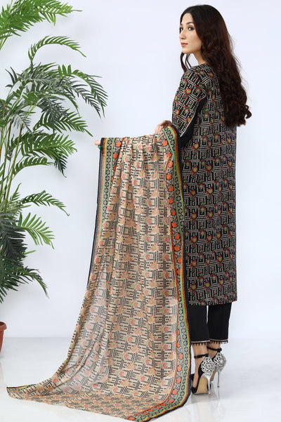 Unstitched 3 Piece Lawn Printed Shirt, Printed Dupatta, Dyed Trouser - Diners