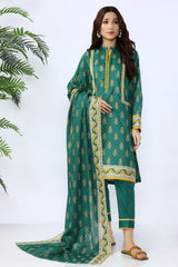 Unstitched 3 Piece Lawn Printed Shirt, Printed Dupatta, Dyed Trouser - Diners