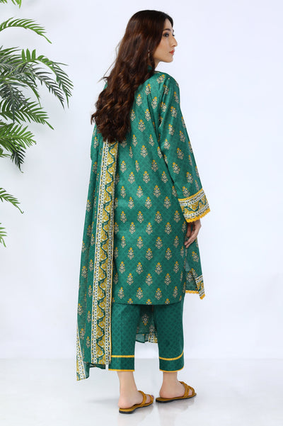Unstitched 3 Piece Lawn Printed Shirt, Printed Dupatta, Dyed Trouser - Diners