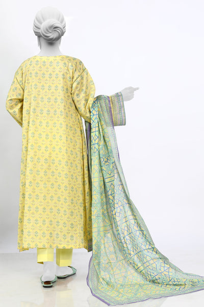 Unstitched 3 Piece Embroidered Printed Shirt, Printed Dupatta, Dyed Trouser - Diners