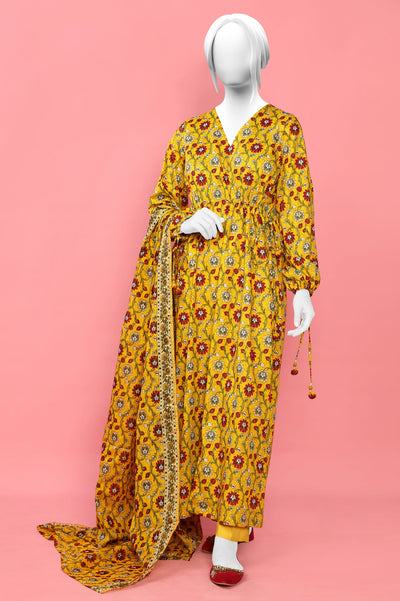 Unstitched 3 Piece Lawn Printed Shirt, Printed Dupatta, Dyed Trouser - Diners