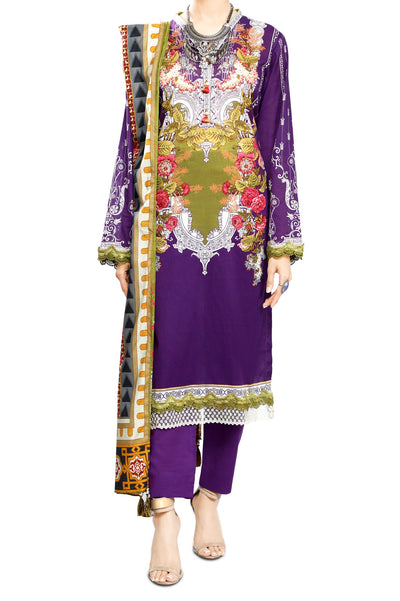 Unstitched Printed Lawn SKU: WUD0110-MULTI (2 Pcs) - Diners