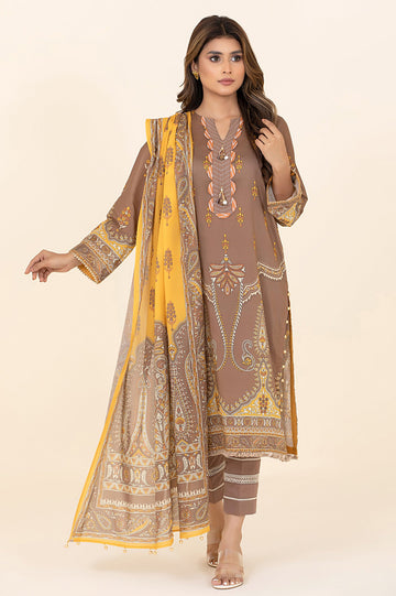 Unstitched 2 Piece Lawn Printed Shirt & Lawn Printed Dupatta - Diners