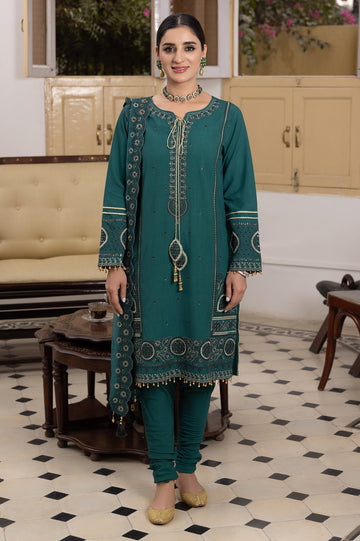 Unstitched 2 Pieces Emb Viscose Dyed Shirt, Viscose Dyed Trouser - Diners