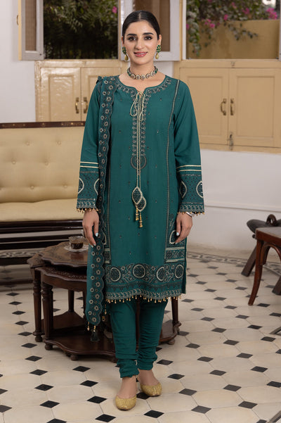 Unstitched 2 Pieces Emb Viscose Dyed Shirt, Viscose Dyed Trouser - Diners