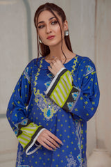 Unstitched 2 Pcs Printed Marina Shirt, Dyed Marina Trouser - Diners