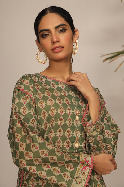 Unstitched 2 Pcs Lawn Printed Shirt & Printed Trouser - Diners