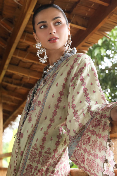 Unstitched 2 Pcs Lawn Printed Shirt & Dyed Trouser - Diners