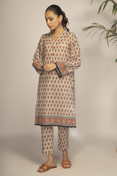 Unstitched 2 Pcs Lawn Printed Shirt & Printed Trouser - Diners