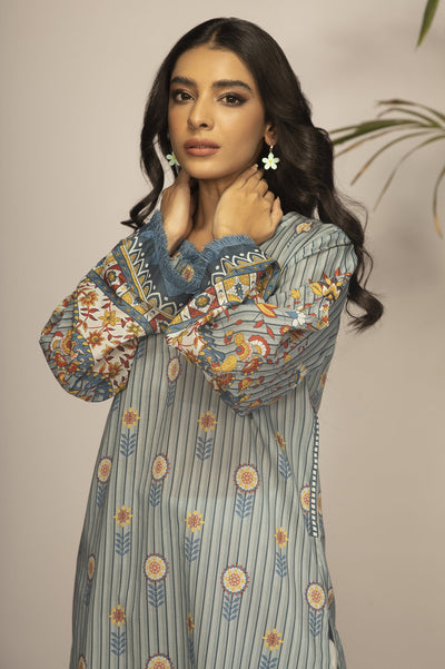 Unstitched 2 Pcs Lawn Printed Shirt & Dyed Trouser - Diners