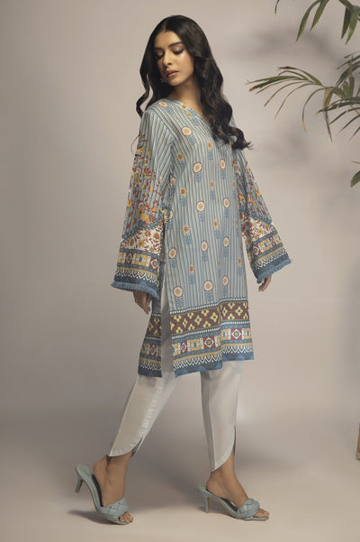 Unstitched 2 Pcs Lawn Printed Shirt & Dyed Trouser - Diners