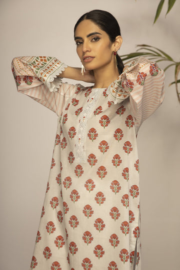 Unstitched 2 Pcs Lawn Printed Shirt & Dyed Trouser - Diners