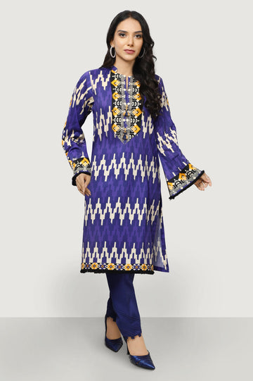 Unstitched 2 Piece Cambric Printed Shirt & Cotton Dyed Trouser - Diners