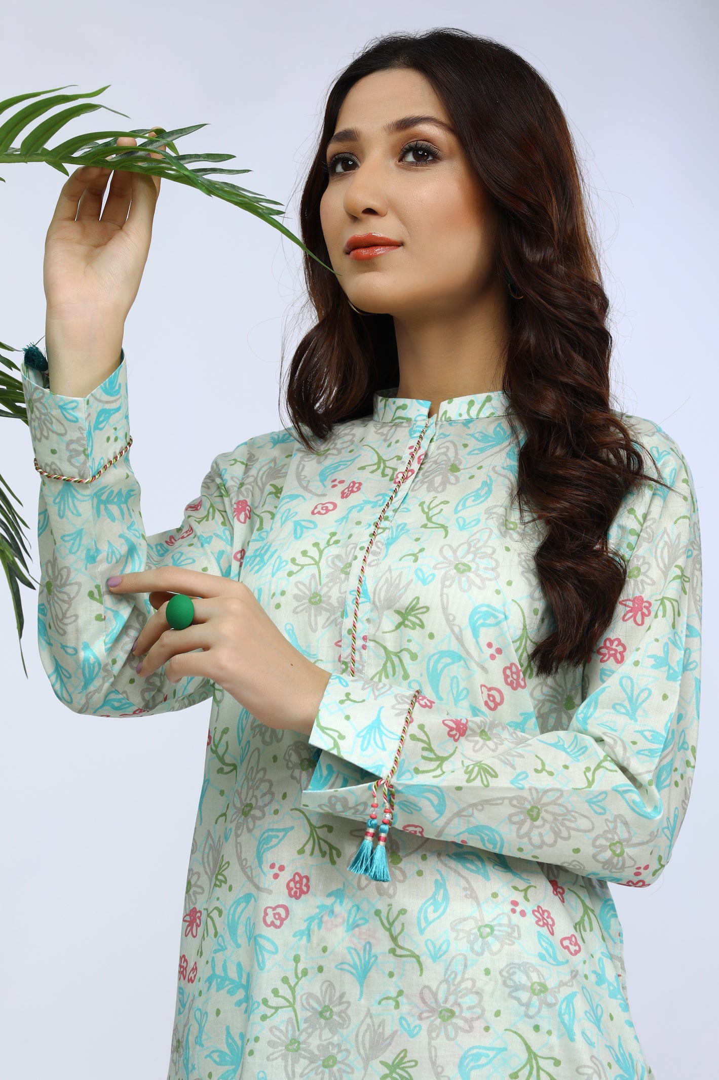 Unstitched 2 Piece Lawn Printed Shirt & Dyed Trouser - Diners